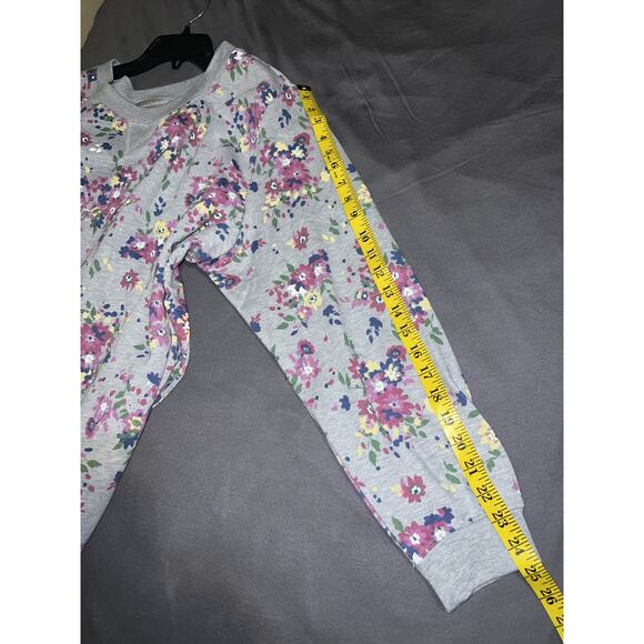 Woman Within Top Size 1X 22/24 Gray Floral Print Preppy Pullover Sweatshirt - Picture 7 of 10